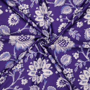 Flowers Design Purple Printed Fabric