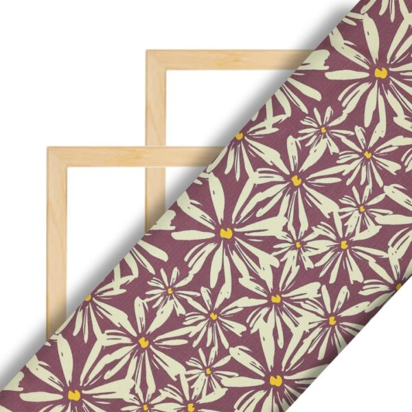 Flowers Design white star Printed Fabric - Image 2