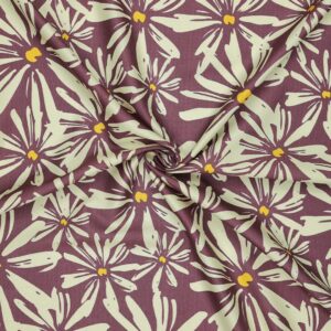 Flowers Design white star Printed Fabric