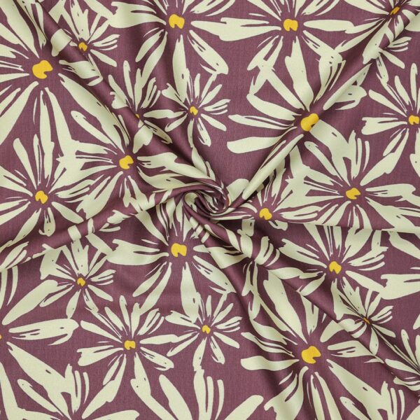 Flowers Design white star Printed Fabric