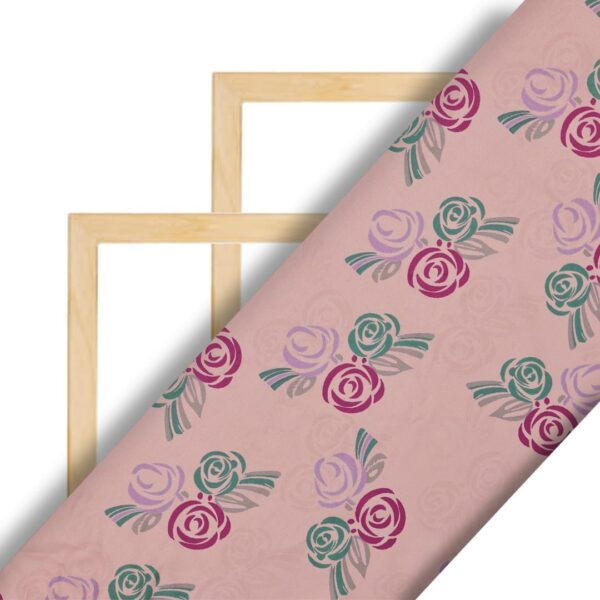 Flowers Design Dusty Pink Fabric Printed Fabric - Image 2