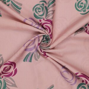 Flowers Design Dusty Pink Fabric Printed Fabric