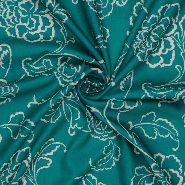Flowers Design Castleton Green And White Prined Fabric