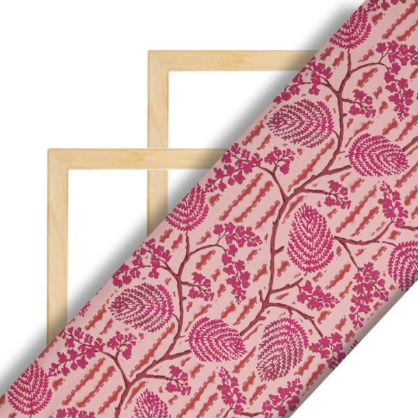 Flowers Design pink wood Prined Fabric - Image 2
