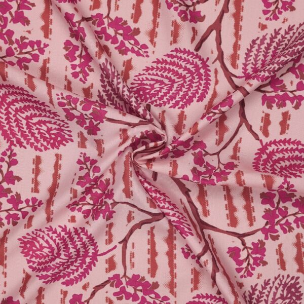 Flowers Design pink wood Prined Fabric
