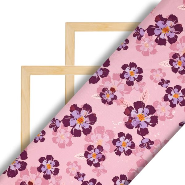 Flowers Design Light Pink Prined Fabric - Image 2