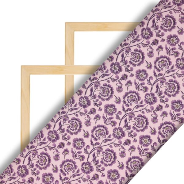 Flowers Design light Purple Prined Fabric - Image 2