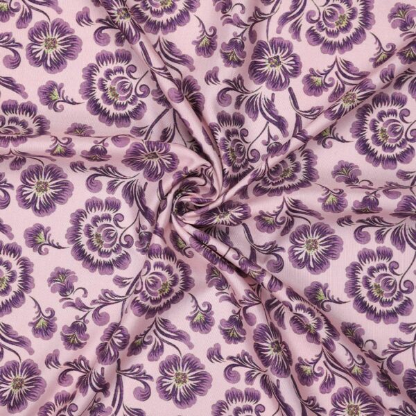 Flowers Design light Purple Prined Fabric