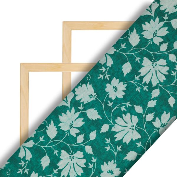 Flowers Design Bold Green Prined Fabric - Image 2