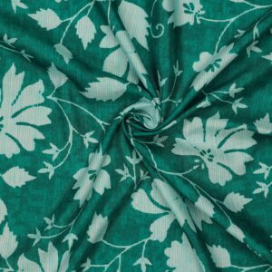 Flowers Design Bold Green Prined Fabric