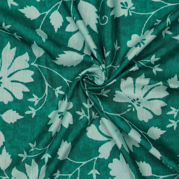 Flowers Design Bold Green Prined Fabric