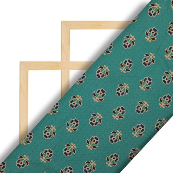 Flowers Design Bold Green Prined Fabric - Image 2