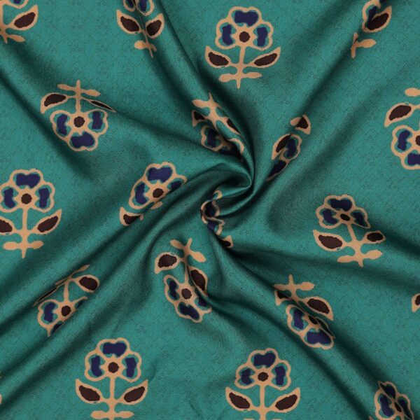 Flowers Design Bold Green Prined Fabric