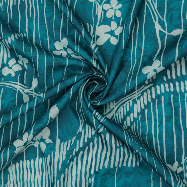 Flowers Design Sea Green Prined Fabric