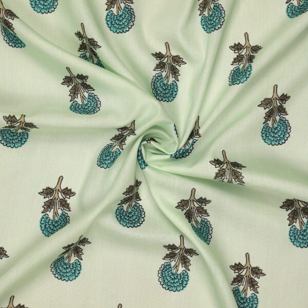 Flowers Design Light Green Prined Fabric