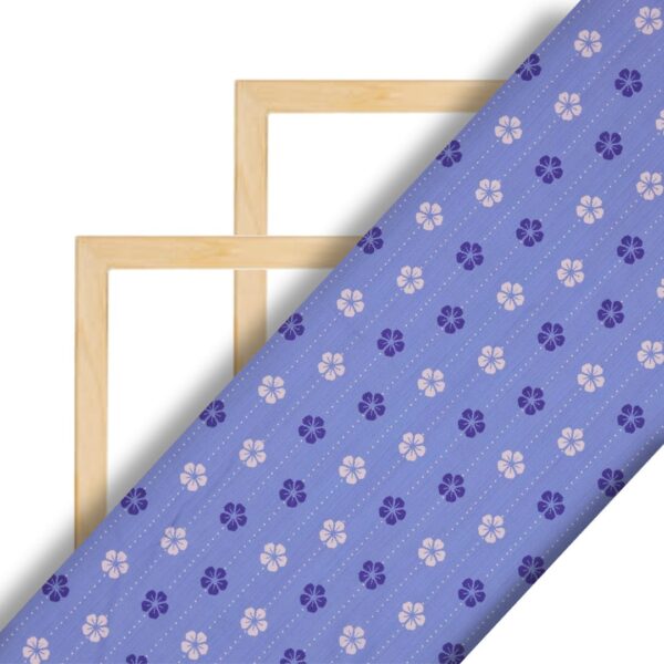 Flowers Design Artistic Blue Prined Fabric - Image 2
