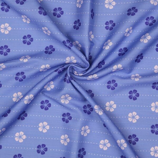 Flowers Design Artistic Blue Prined Fabric