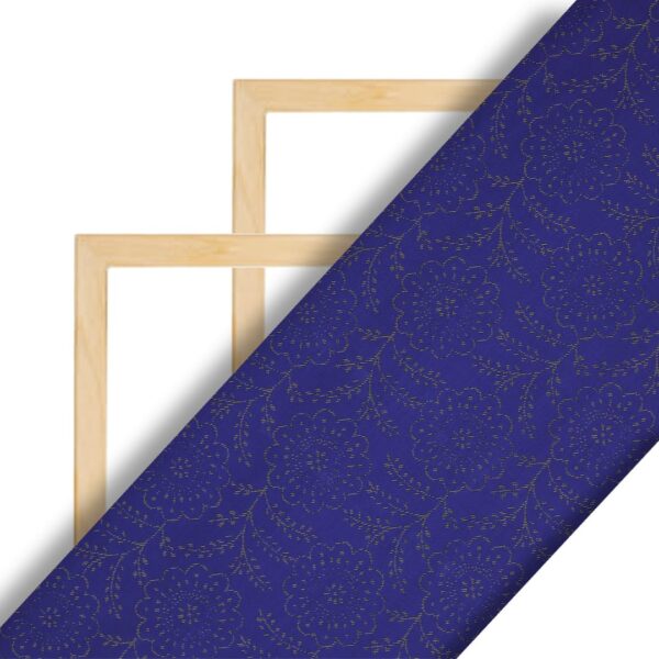 Flowers Design Doted Blue Prined Fabric - Image 2