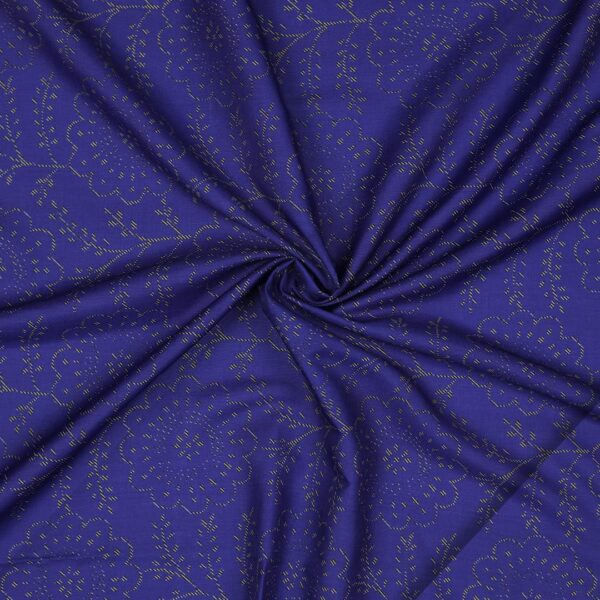 Flowers Design Doted Blue Prined Fabric