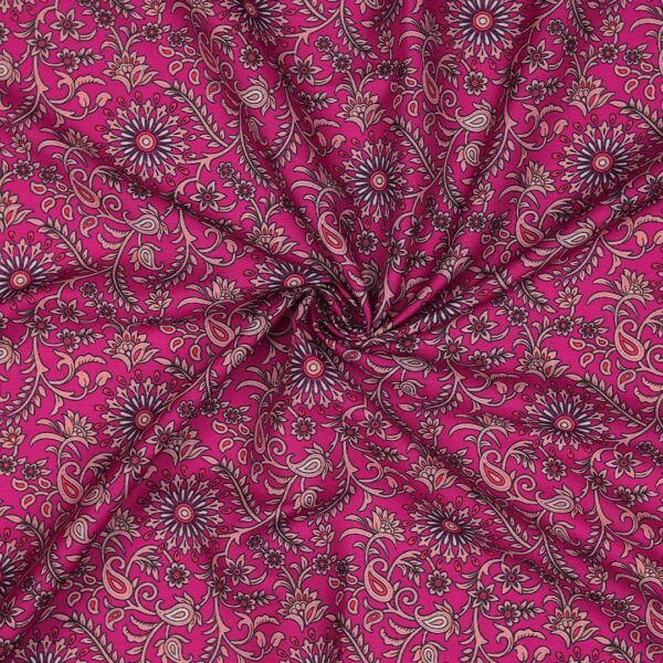 Flowers Design Artistic Leaf Pink Prined Fabric