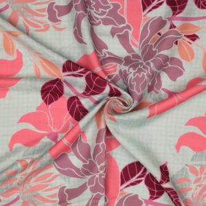 Flowers Design pink Printed Fabric